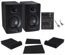 Rockville RockMix 2BT 2-way Bluetooth Podcast Mixer w/EQ 2 4" Studio Monitors