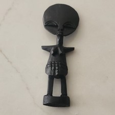 African Handmade Carved Wooden Black Female Traditional Akua'ba fertility doll.