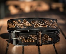 Western Genuine Leather Belt Full Grain Handmade Men's Heavy Duty With Buckle