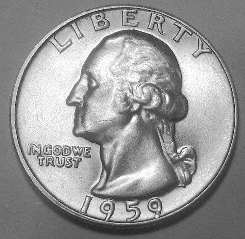 1959-D WASHINGTON QUARTER BU BRILLIANT UNCIRCULATED WITH BEAUTIFUL LUSTER