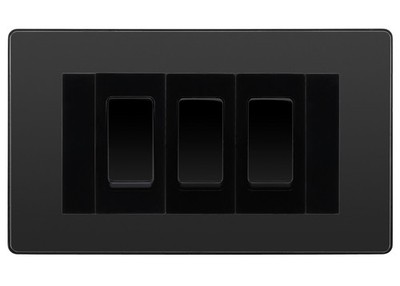 BG Evolve Black Chrome 3G Switch 2x Zwischenschalter 1x 2 Wege - Schwarzer Einsatz