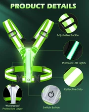 Zacro LED Reflective Vest Gear 5 Colors High Visibility Reflect Halloween