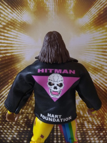 Chaqueta de cuero personalizada Bret Hart Hitman para figuras de acción Mattel Jazwares WWE - Imagen 2 de 3