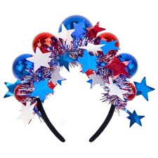 4th of July Headband, Red White and Blue Disco Ball Headband, USA Sparkling