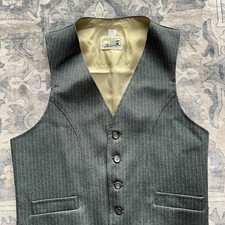 VTG Angels Flight Vest Men 38R Tobias Kotzin Wool Gabardine Waistcoat Disco 70s