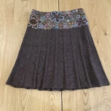 Vtg LeLe Skirt Hand Knitted Brown Cable Midi Size Med/Large Floral rare HTF