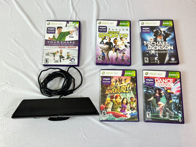 Xbox 360 Kinect Sensor Bundle 5 Games Dance Central Sports Adventures + Manuals
