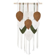 Macrame Wall Hanging Boho Leaf and Feather Tapestry Handmade Woven Wall Art f...