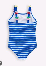 MINI BODEN Applique Blue Gallery Stripe Butterfly One Piece Bathing Suit 2-3 yrs