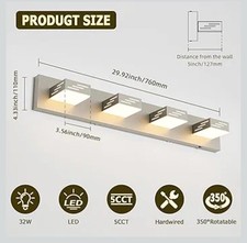 Joosenhouse 4-Light Brushed Nickel Vanity Light for Bathroom, 29.92-Inch 5CCT...