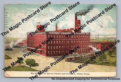 Brown Cracker & Candy Co. Factory Antique DALLAS Texas Postcard 1912