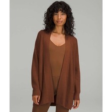 Lululemon Merino Wool-Blend Ribbed Long Wrap Sweater Roasted Brown Size 6