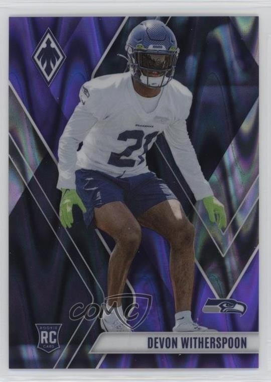 2023 Panini Phoenix Rookies Purple Seismic 112/125 Devon Witherspoon #145 18pg