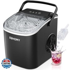 EUHOMY Countertop Ice Maker Machine with Handle, 26lbs in 24Hrs, 9 Ice Cubes