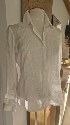 Comma Gala Abend-Bluse Gr. 36 38 Spitze Weiß Edel Neu Spitzenblzse Top
