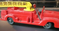 1950's Marx Plastic  Metal Friction FireTruck With Hand Pump ball For Water.