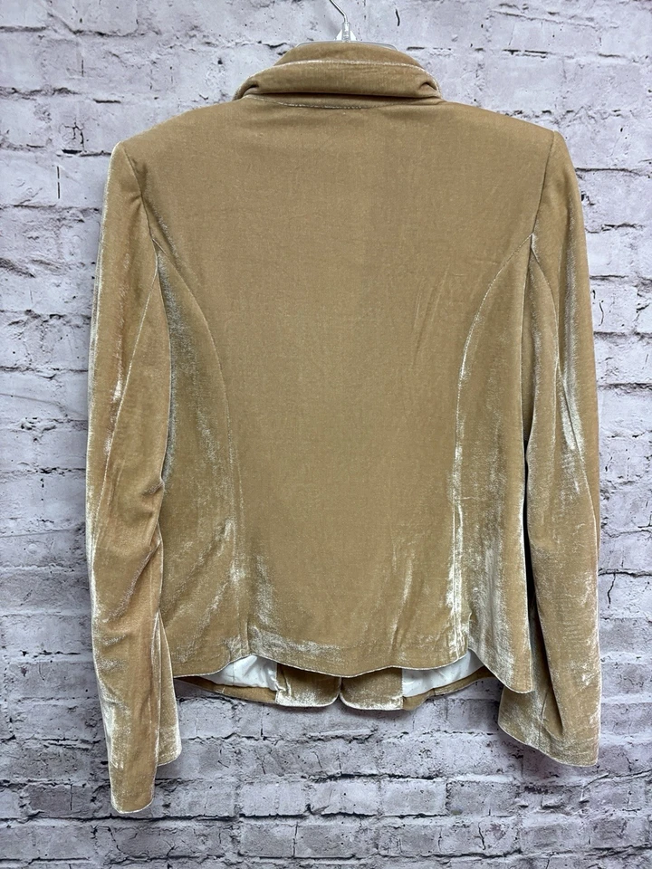 Kensie Women’s Tan Velvet Blazer Size M Button Frt Fall Boho - Image 2 of 4