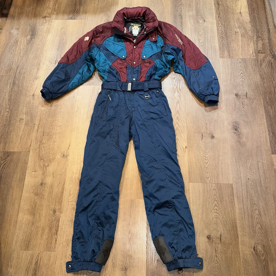 Descente 滑雪套装男式中号连体雪地服雪地围兜复古复古 90 年代连身裤 — 第 2/4 张图片
