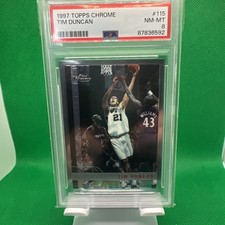 1997-98 Topps Chrome Tim Duncan #115 (RC) PSA 8 NM MT Spurs HOF Rookie Card. rookie card picture