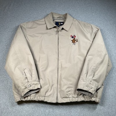 US Polo Assn Khaki Harrington Jacket Mens XXL Full Zip Lined Golf Embroidered