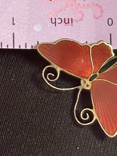 Vintage D-A David Andersen Norway Red Sterling 925 Silver Butterfly Pin Brooch - Imagen 10 de 14