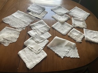 Vintage White Lace Wedding Hankie Lot of 16 Cutters
