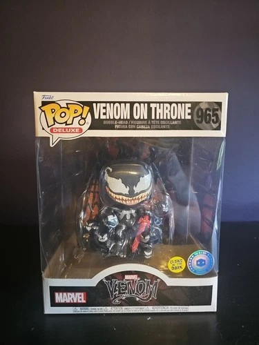 Funko Pop! 6" Deluxe Marvel Venom on Throne Pop in a Box Glow in the Dark 965
