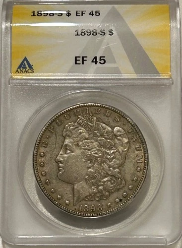 1898 S Morgan Silver Dollar ANACS XF45 Tougher Date Morgan