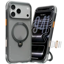 TORRAS Ostand Q3 Air iPhone 17 Pro Case 6.3 with Stronger Magnetic Shadow Black