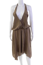 Vince Camuto Womens Halter Neck A Line Sleeveless Dress Brown Size 14