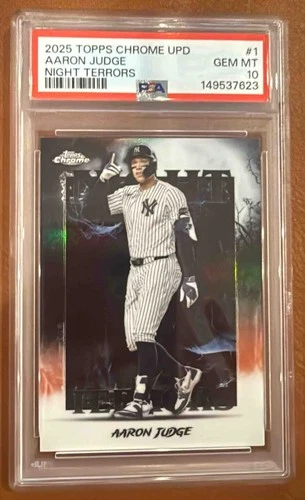 2025 TOPPS CHROME UPDATE NIGHT TERRORS #1 AARON JUDGE PSA 10
