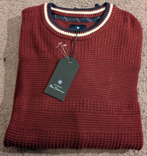 Pull Ben Sherman Plectrum Homme - 100% Laine D'agneau, Taille S, Neuf Avec étiquettes