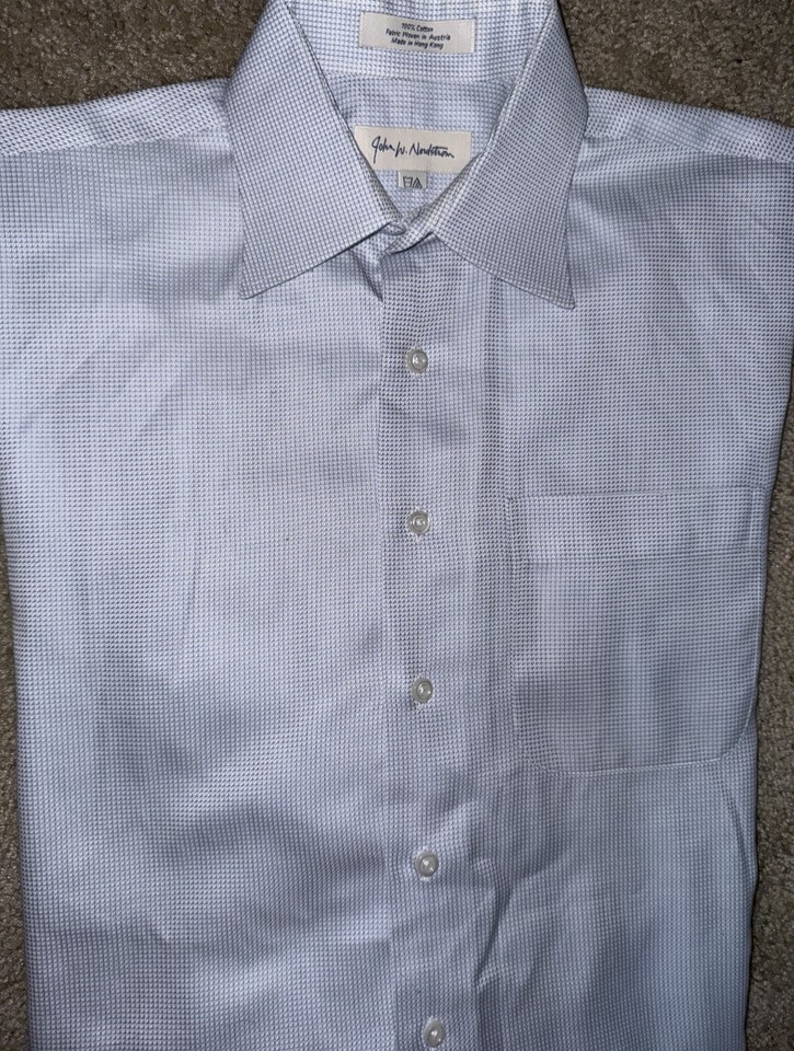 Mens John W. Nordstrom Long Sleeve Blue Button Up Shirt Size 1535