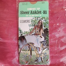 Vintage 1970s Sheer Anklet Hi Stockings Ankle High 100 Nylon Hose Socks Nude