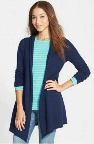 Caslon Hooded Open Front Cardigan 