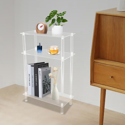 Acrylic Narrow Side Table 7'' Wide Skinny Nightstand/Bedside Slim Small End Table
