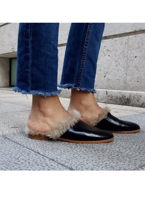 zara black leather mules