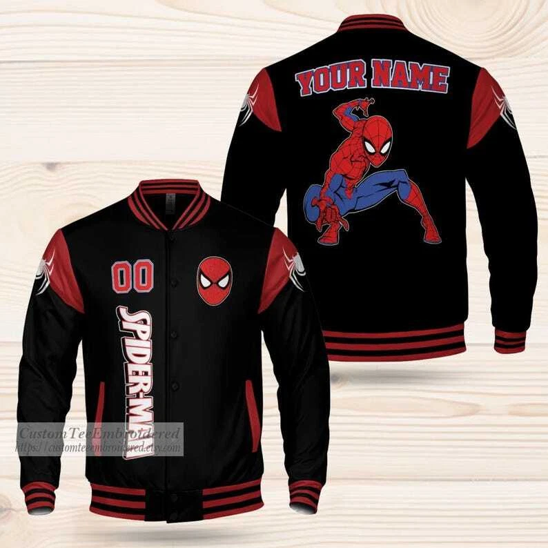Personalized Spiderman Miles Morales Amazing Superhero Fan Gift Baseball Jacket