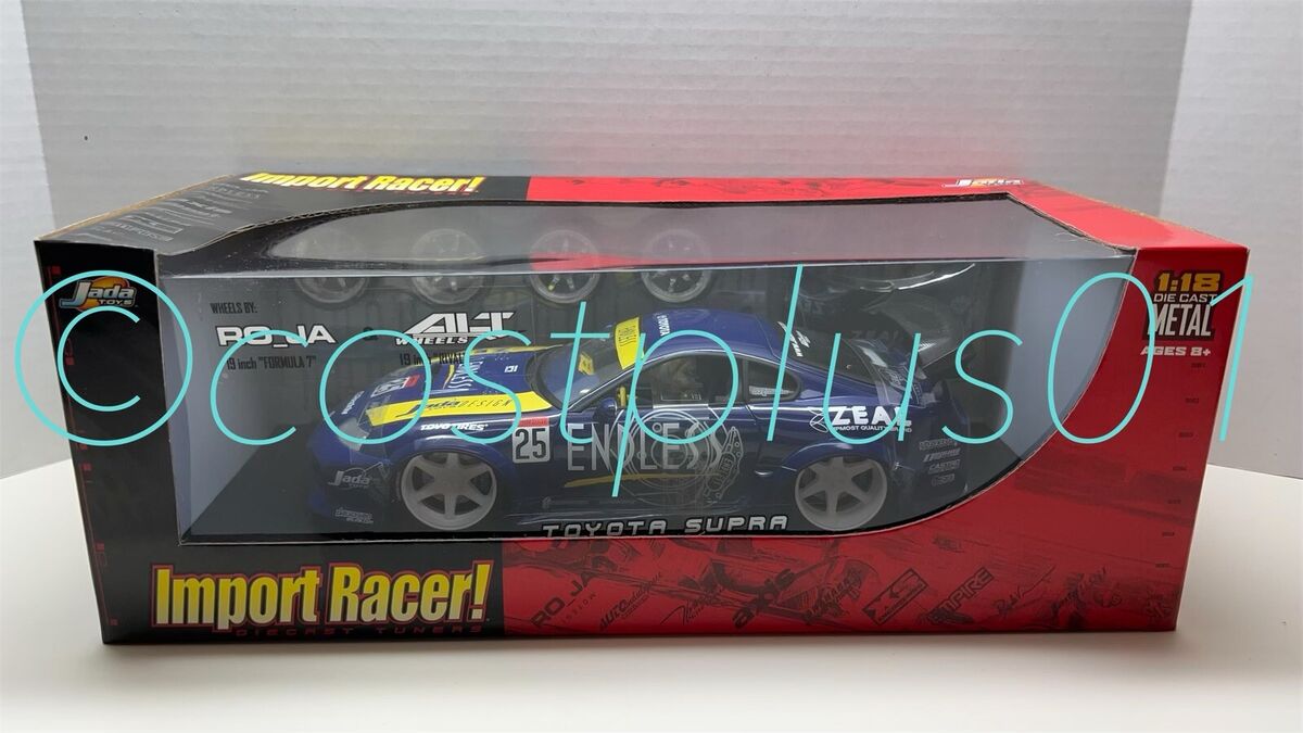 JADA IMPORT RACER TOYOTA SUPRA 1:18 BLUE EXTRA HOOD AND JADA IMPORT RACER TOYOTA SUPRA 1:18 BLUE EXTRA HOOD AND