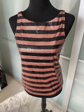 WE Damen Bluse ohne Ärmel Größe S,mit dekorativen Pailletten,Schwarz/Rosagold