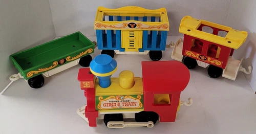 Vintage 1979 Fisher Price Little People Circus Train 991 Set Of 4