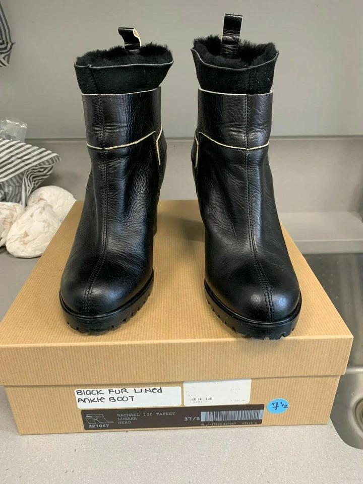 胶带靴 尺寸:7.5 US / 37.5 皮革带皮草 — 第 2/4 张图片