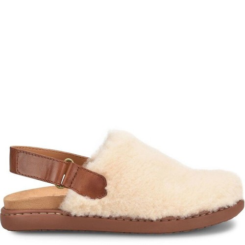 Born Kat Womens Size 7 Natural Shearling Leather Sling Back Mules Clogs Slippers - Picture 2 of 9