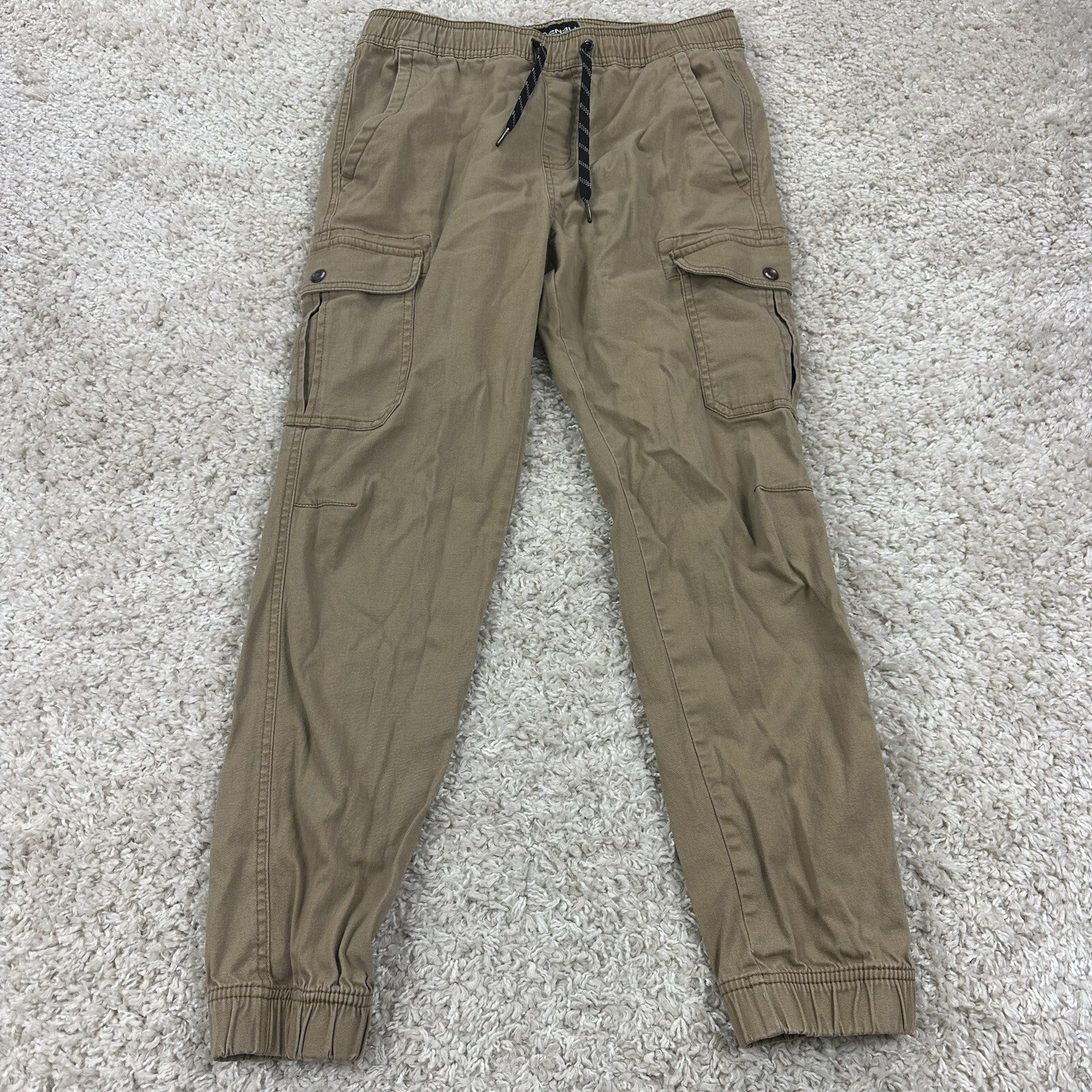 Denali Mens Size Small Jogger Khaki Pants Drawstring Waist Cargo Tan