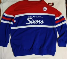 Philadelphia 76ers Mitchell & Ness Coach Crew Sweatshirt New NWT Sz 4X NBA NOS