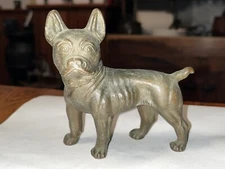 Antique Victorian Hubley Style Boston Terrier Heavy Cast Brass Door Stop