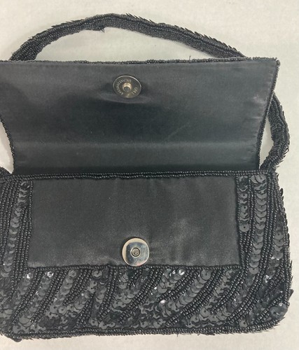 Vintage Clutch Tasche Black Sea Beads & Black Sequence von Oboticario - Bild 5 von 8