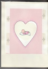 A NEW BABY GIRL Cartoon Newborn 7x9.5" Greeting Card Art J1807 w/ 1 Card