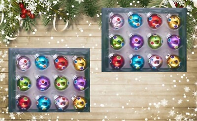 Kurt Adler Glass Mini Ornaments, Bright Colors  Set Of 24 Ornaments.      #17