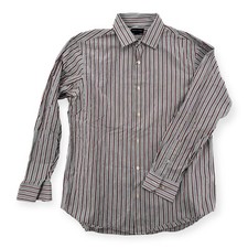 Banana Republic Dress Shirt Mens Large 16-16.5 Red Stripe Button Up Cotton